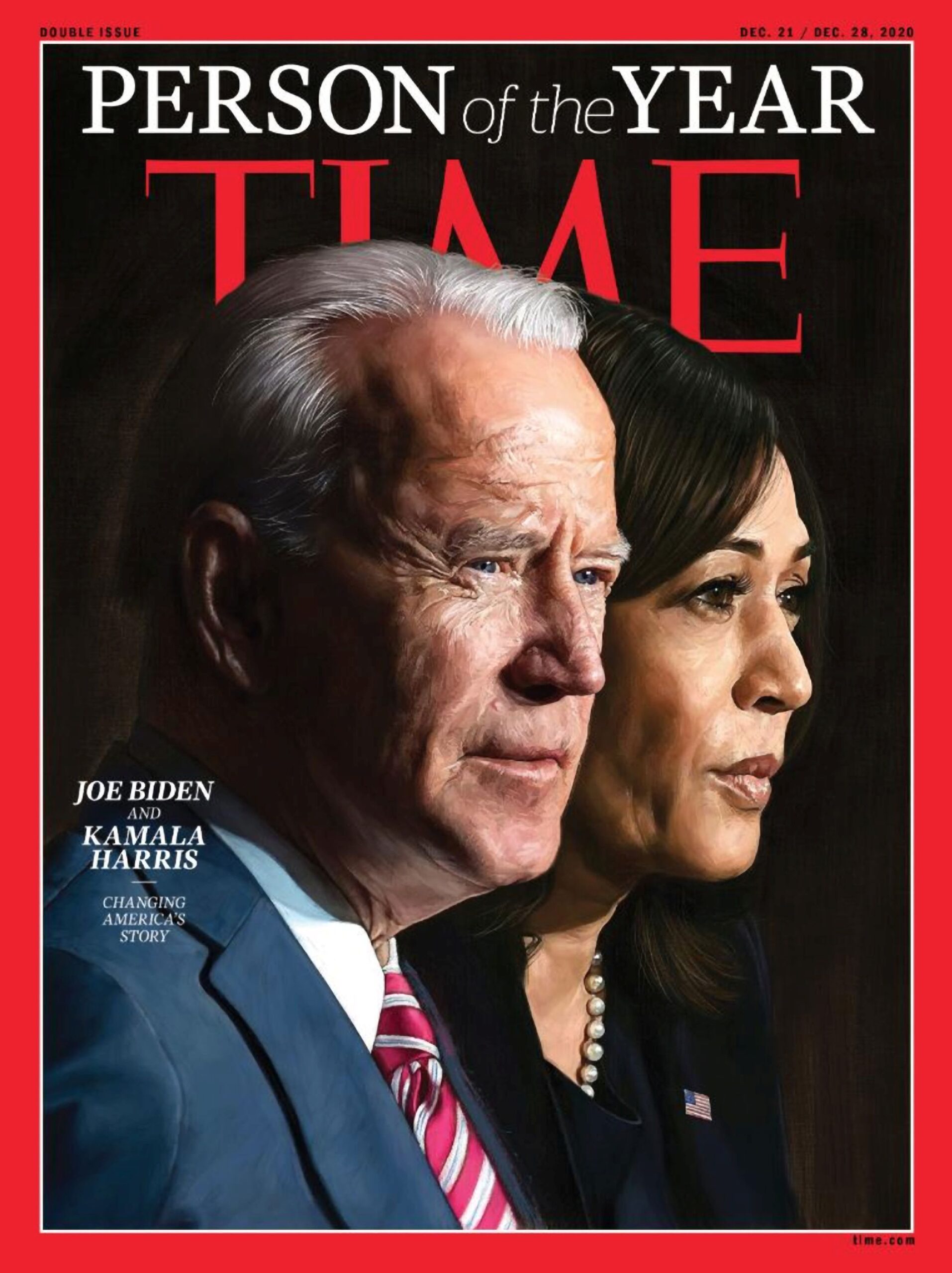Portretul lui Joe Biden ș al Kamalei Harris pe coperta revistei Time