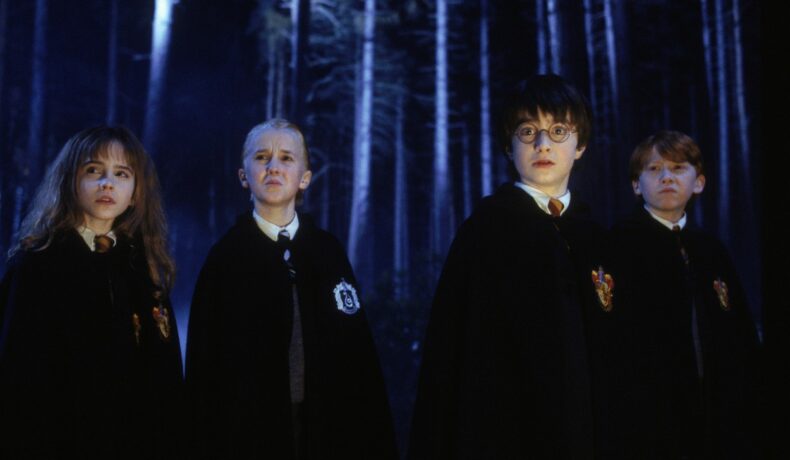 Tom Felton, Daniel Radcliffe, Emma Charlotte și Ron Weasley în Harry Potter