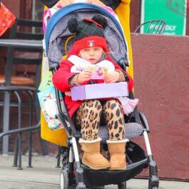Lea, fiica Irinei Shayk și a lui Bradley Cooper, fotografiată în căruț, în timp ce e plimbată de mama sa