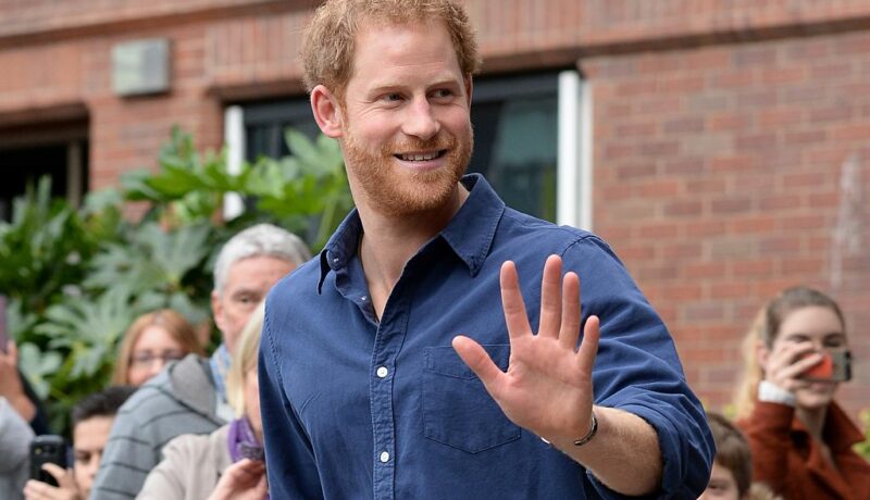 Imagine cu Prințul Harry în timp ce salută cu respect admiratorii
