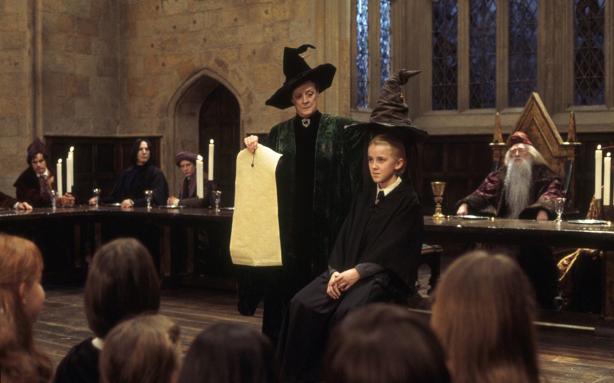 Tom Felton în rolul lui Draco Molfey într-o scenă din Harry Potter