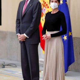 Regina Letizia și Regele Felipe, la un eveniment oficial la Palatul Pardo din Madrid