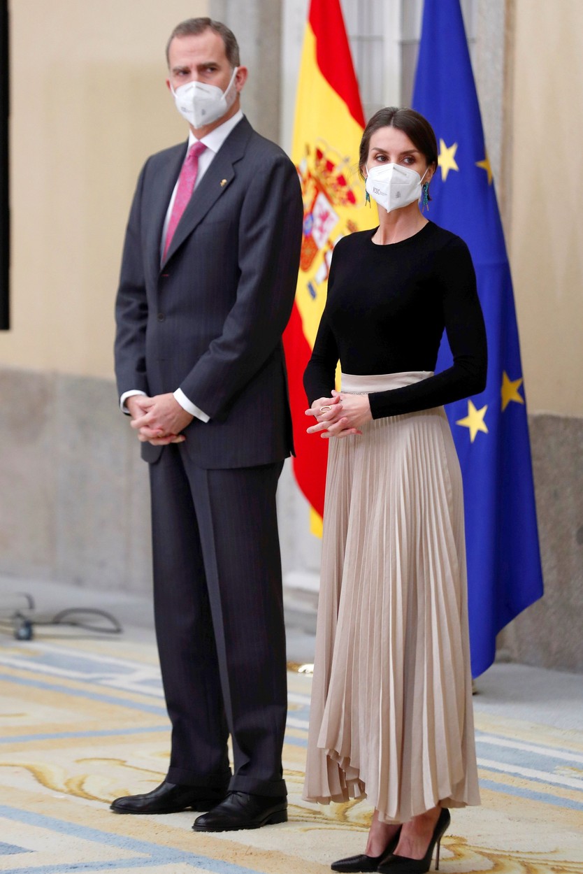 Regina Letizia și Regele Felipe, la un eveniment oficial la Palatul Pardo din Madrid