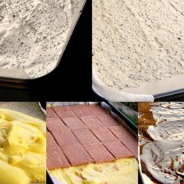 Colaj de poze cu pașii de preparare pentru prăjitura Tosca