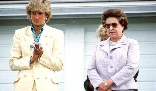 Prințesa Diana și Regina Elisabeta, la un joc de polo, îmbrăcate elegant