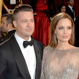 Angelina Jolie și Brad Pitt, la Annual Academy Awards, pe covorul roșu, în 2014