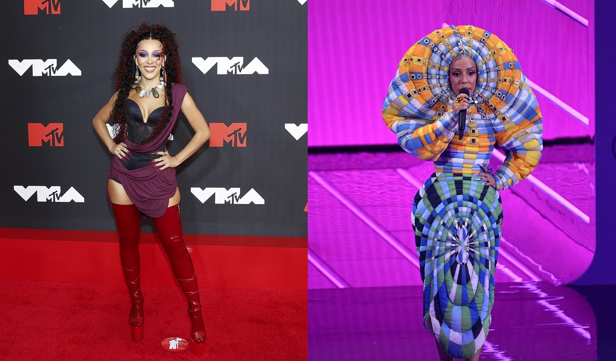 Colaj cu Doja Cat pe covorul roșu și pe scena de la MTV VMA 2021