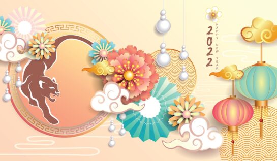 O imagine reprezentativă cu un tigru și multe flori pentru a simboliza horoscopul chinezesc în 2022 patronat de Tigrul de Apă