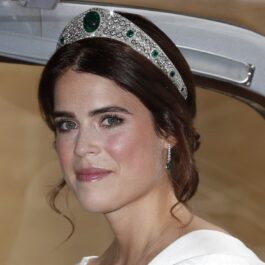 Prințesa Eugenie cu o tiara pe cap la nunta sa din 2018 de la Windsor