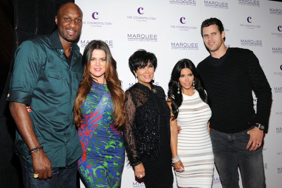 Kim Kardashian și Kris Humphries, la un eveniment monden, alături de mama și sora vedetei