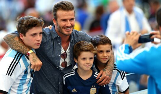 David Beckham alături de cei trei fii ai săi, Cruz, Romeo și Brooklyn