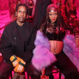 A$AP Rocky alături de Rihanna la prezentarea de modă Gucci din 2022 din Italia