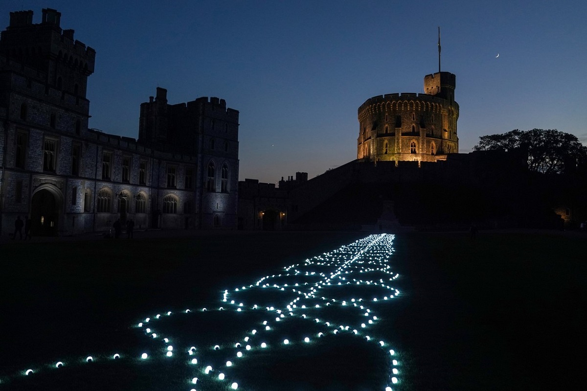 Castelul Windsor luminat cu ocazia ceremoniei de aprindere a torțelor