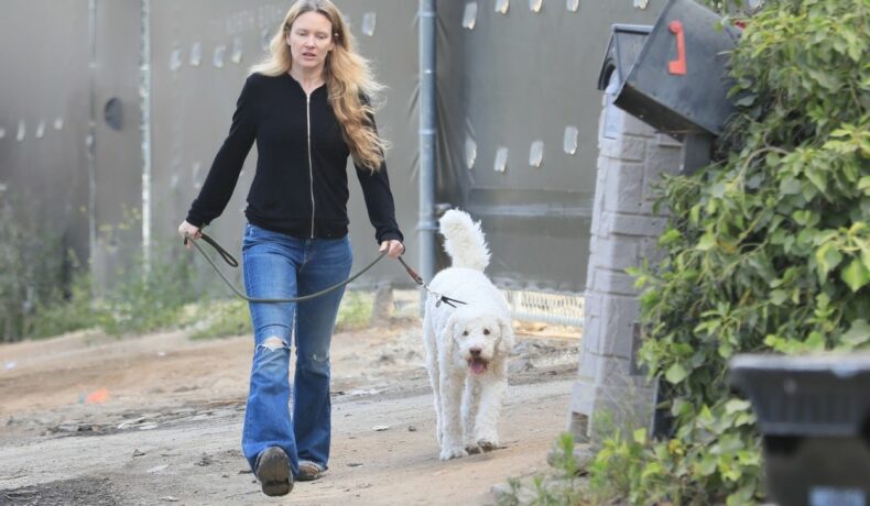 Justine Wilson, la o plimbare cu câinele