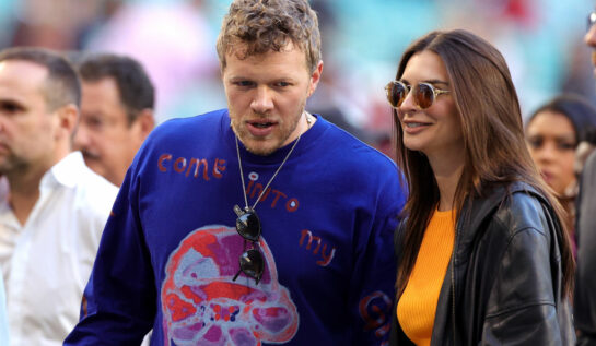 Emily Ratajkowski și soțul ei, la Super Bowl