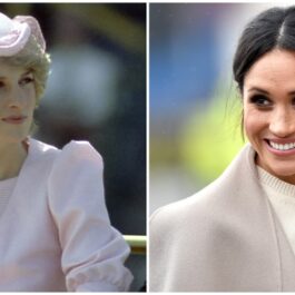 Colaj cu fotografia Prințesi Diana și a Ducesei de Sussex pentru a ilustra care sunt principalele asemănări între Prințesa Diana și Meghan Markle