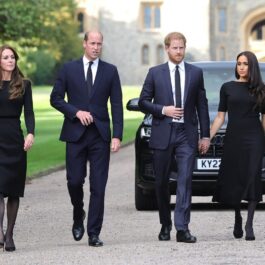 Kate Middleton, Prințul William, Prințul Harry și Meghan Markle la funeraliile Reginei Elisabeta a II-a