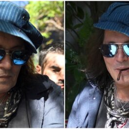 Johnny Depp într-un colaj cu două fotografii după ce și-a schimbat look-ul