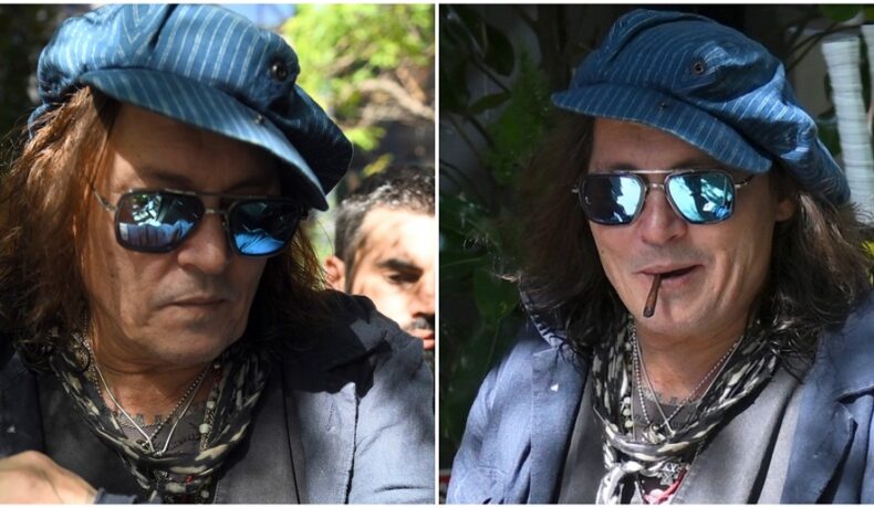 Johnny Depp într-un colaj cu două fotografii după ce și-a schimbat look-ul