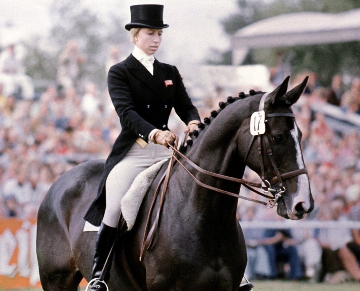 Prințesa Anne pe calul său Goodwill în timpul unui Campionat European de Echitație