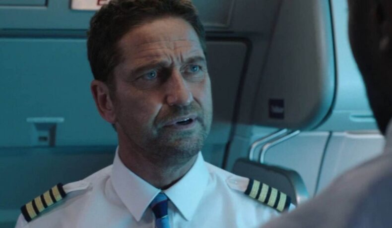 Actorul Gerard Butler într-o scenă dintr-un film nou care apare în luna ianuarie 2023, intitulat Plane