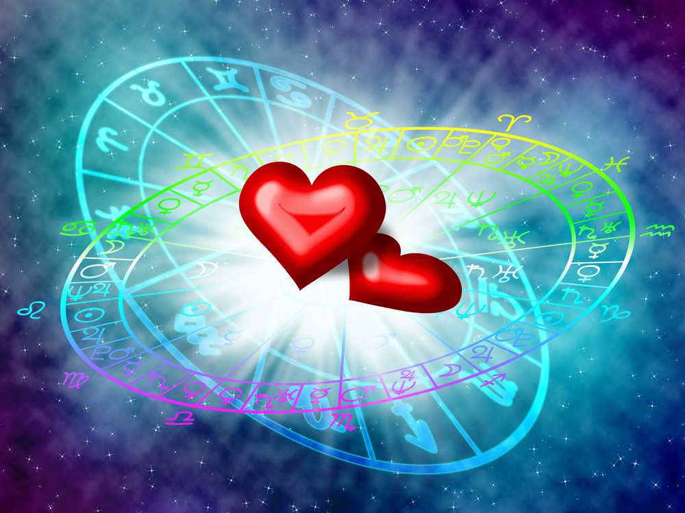 Horoscop al dragostei pentru 2023, cu zodiile în jurul a două inimi
