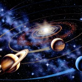 Planetele sistemului solar pe un fundal albastru închis