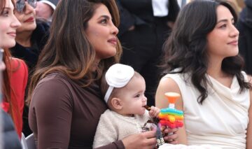 Priyanka Chopra, alături de fiica sa, în timp ce Nick Jonas primește o stea pe Walk of Fame