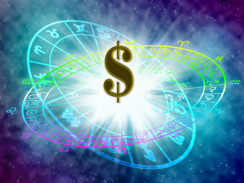 Harta zodiilor, cu semnul dolarului în mijloc