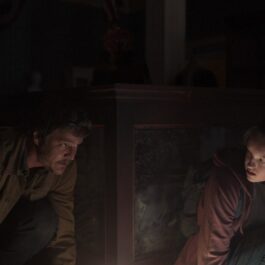 Pedro Pascal și Bella Ramsey într-o scenă din seria The Last of Us