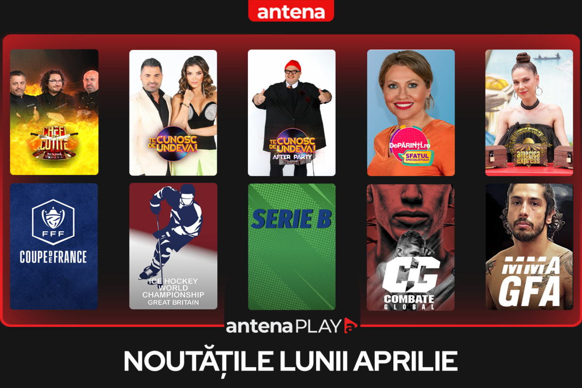 O fotografie cu pictograme ale emisiunilor, filmelor și competițiilor sportive în AntenaPLAY
