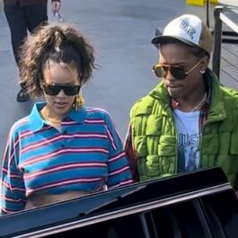 Rihanna și A$AP Rocky în timp ce merg să ia prânzul împreună