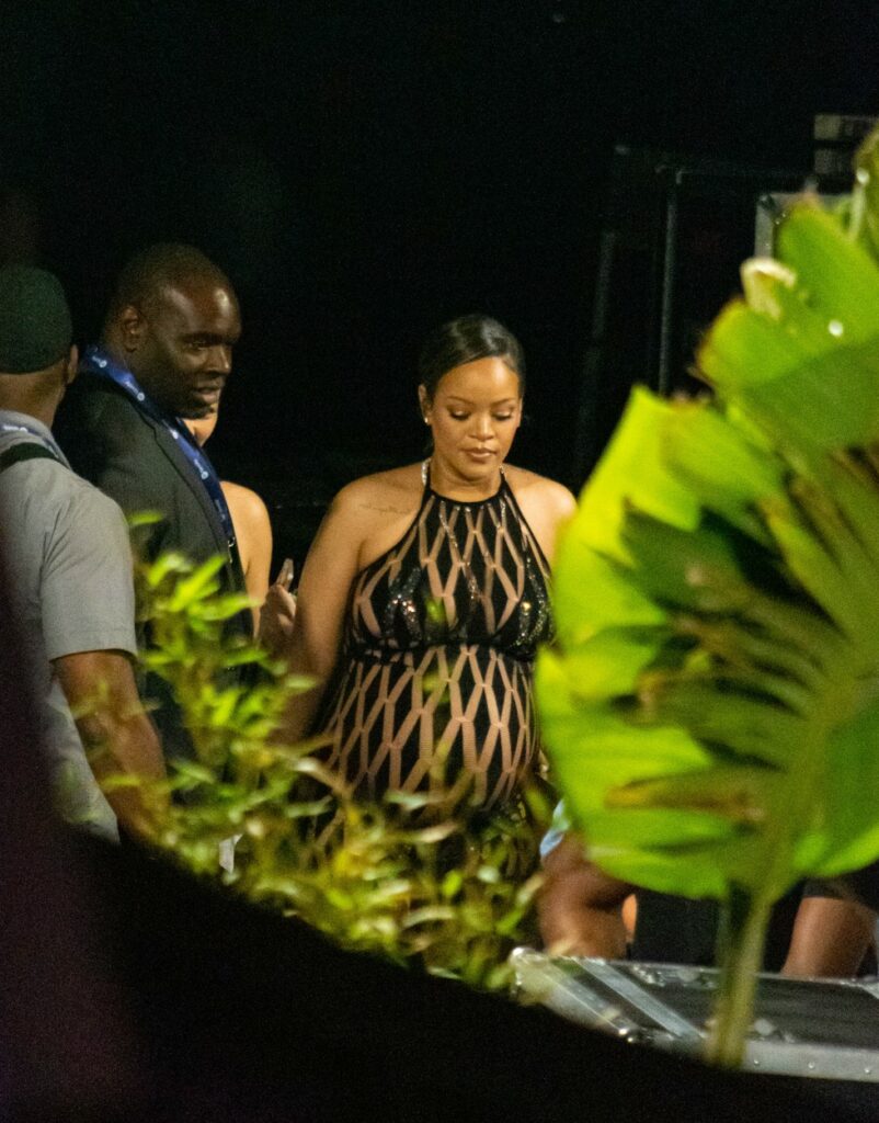 Rihanna, într-o rochie transparentă, la concertul lui A$AP Rocky