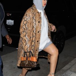 Rihanna, pe tocuri, în timp ce intră în restaurantul din Santa Monica
