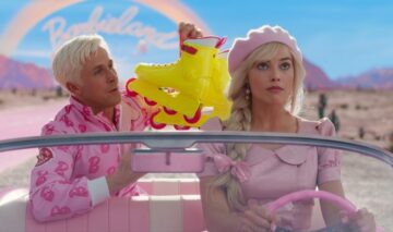 Margot Robbie și Ryan Gosling într-o scenă din filmul Barbie