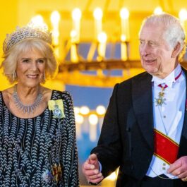 Regina Camilla și Regele Charles, îmbrăcați elegant, la un eveniment