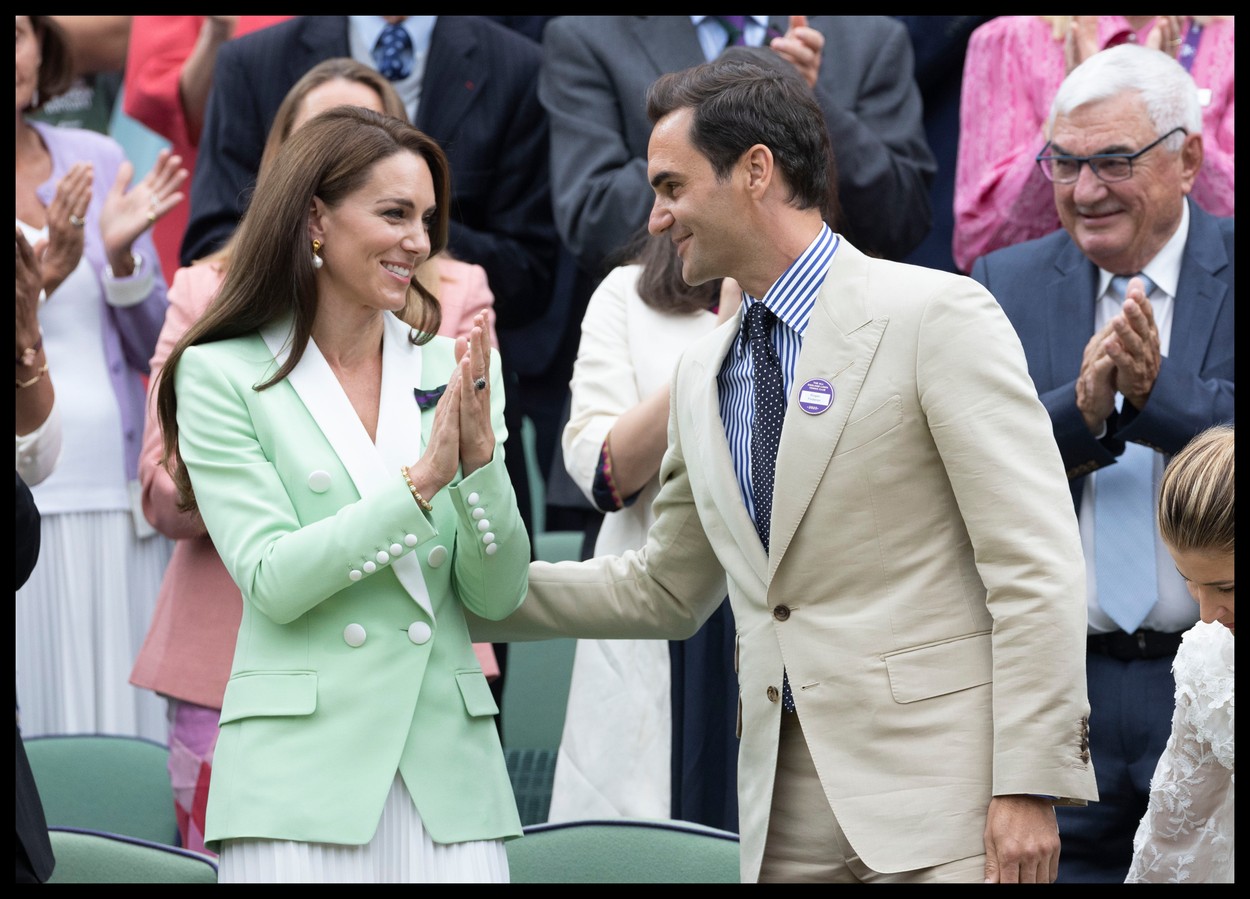 Kate Middleton și Roger Federer, în tribune, la Wimbledon