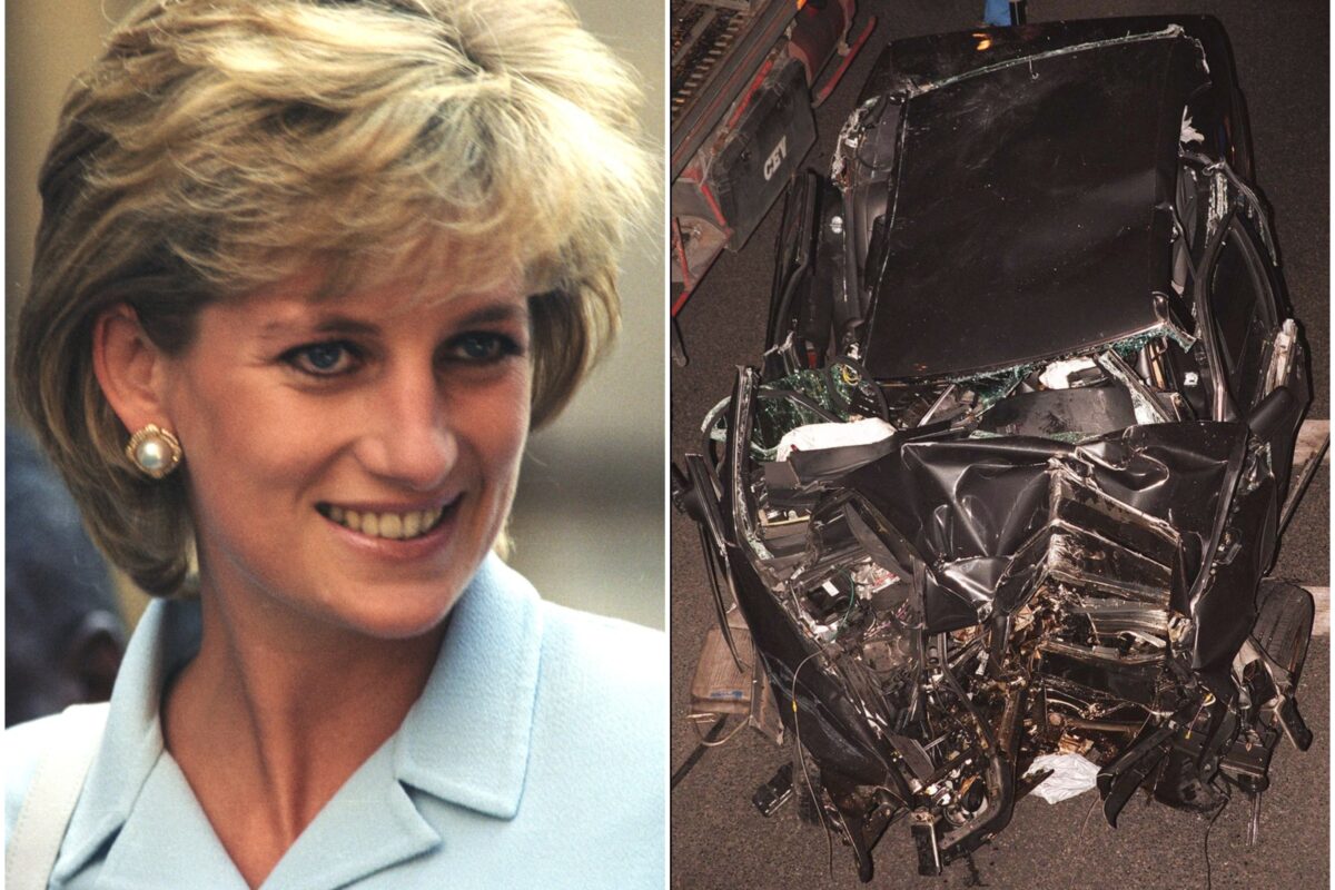 Imagine cu Prințesa Diana și una cu mașina care i-a adus moartea în Paris