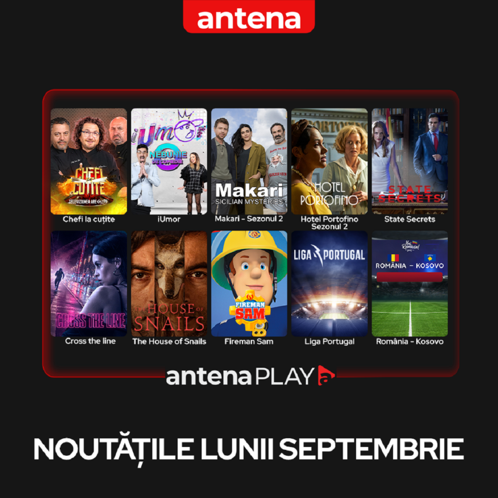 Noutățile lunii septmebrie în AntenaPLay într-un colaj cu postere