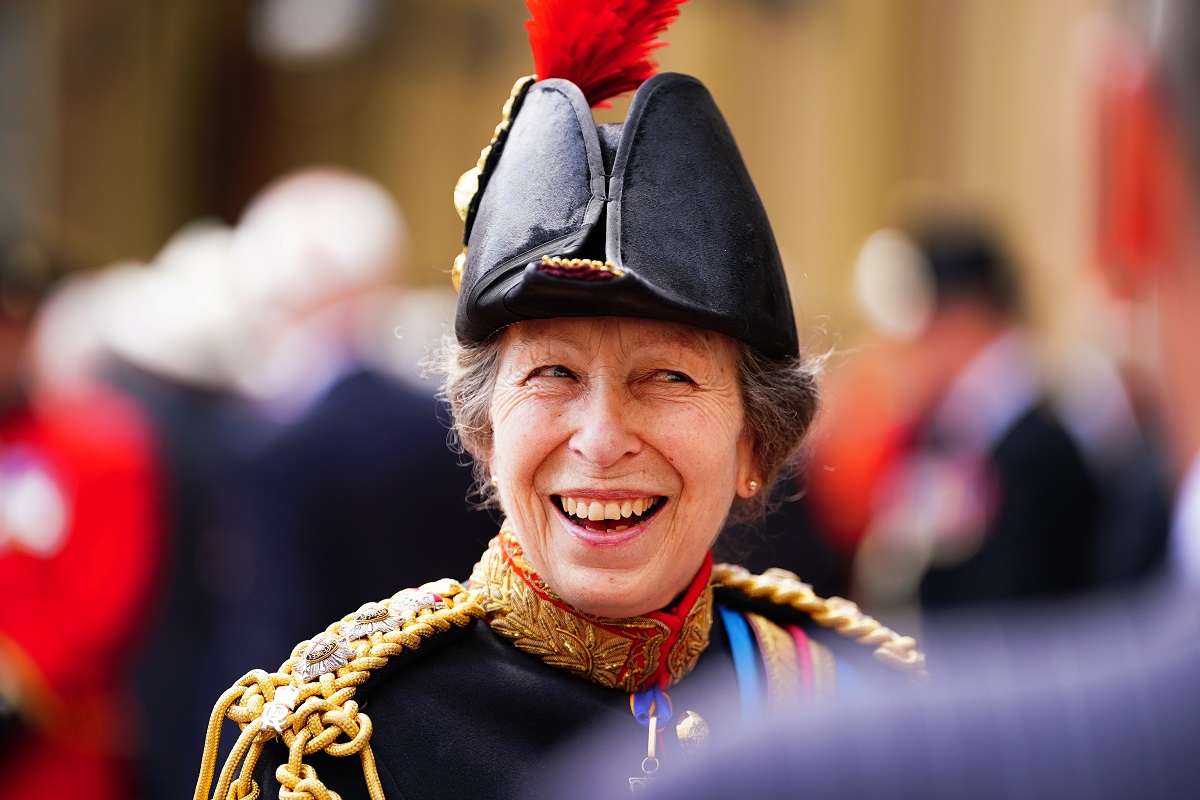 Prințesa Anne ăn timpul unei parade care s-a încheiat la Platul Buckingham din iunie 2023