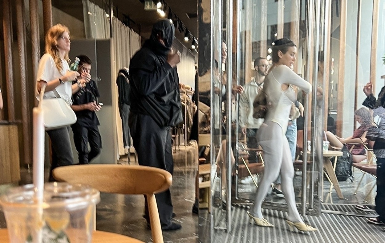Kanye West și Bianca Censori, într-o cafenea, în ținute bizare