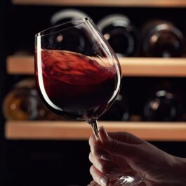 O femeie care ține în mână un pahar cu vin roșu pentru a ilustra ce se întâmplă în corpul tău dacă bei un pahar de vin roșu zilnic, timp de o săptămână