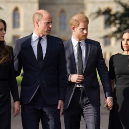 Kate Middleton, Prințul William, Prințul Harry și Meghan Markle la înmormântarea Reginei Elisabeta