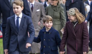 Prințul George, Prințul Louis și Mia Tindall după slujba de Crăciun