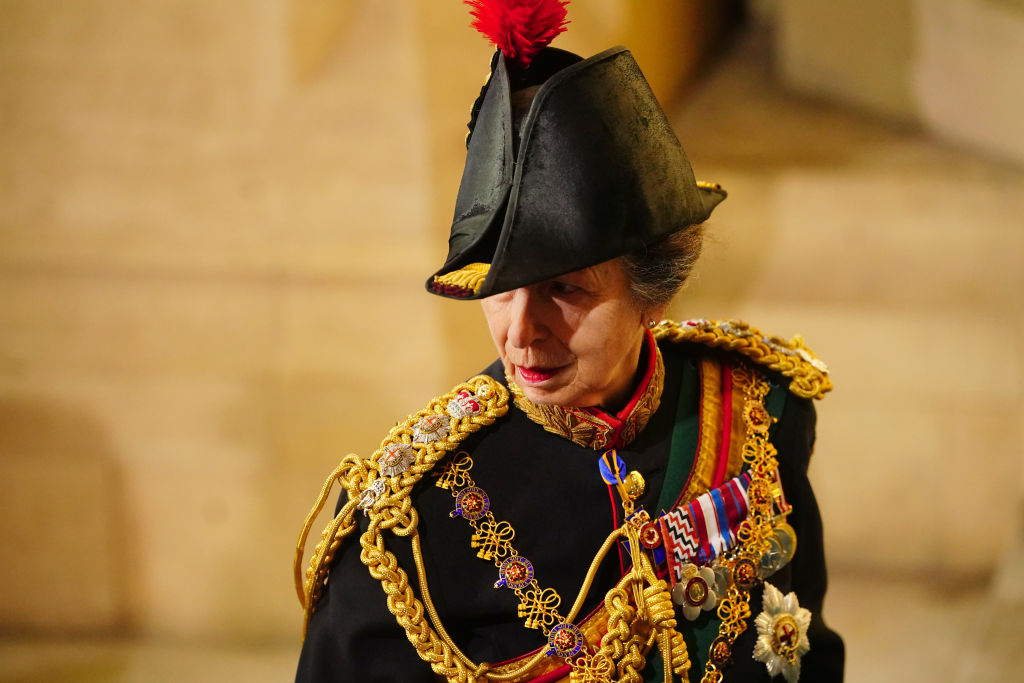 Prințesa Anne, în haine de ceremonie, la un eveniment regal
