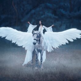 O femeie frumoasă care stă pe un cal alb pentru a ilustra una dintre cele trei zodii care se despart în ziua de 7 ianuarie 2024