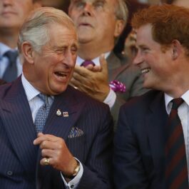 Regele Charles și Prințul Harry în timp ce stau de vorbă la Jocurile Invictus din 2014