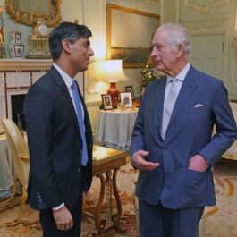 Regele Charles și prim-ministrul Rishi Sunak în timp ce stau de vorbă