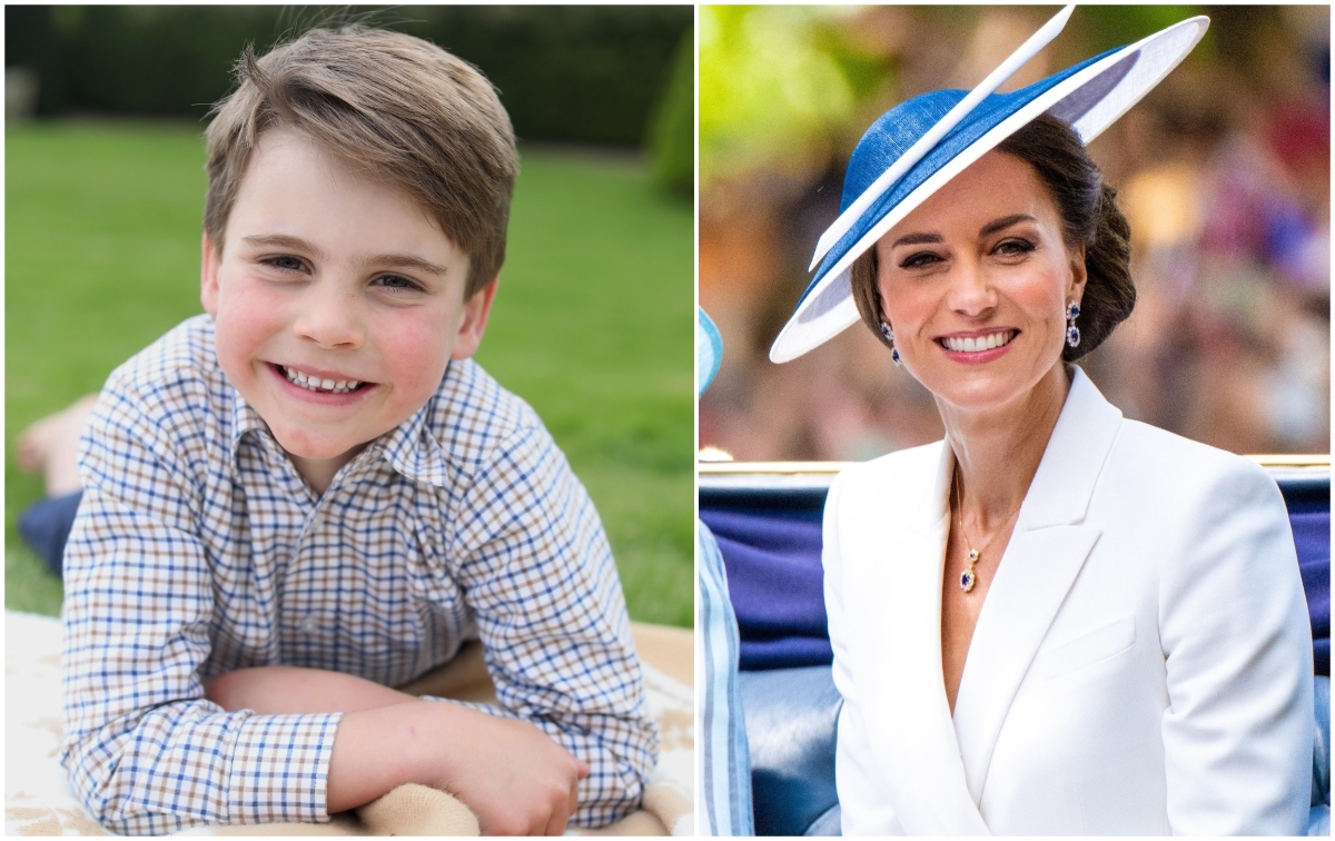 Colaj de imagini cu Prințul Louis și Kate Middleton