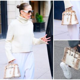 Colaj de imagini cu geanta lui Jennifer Lopez